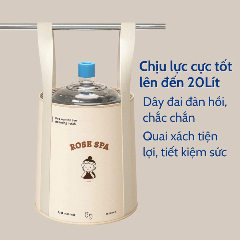 Túi Ngâm Chân Giữ Nhiệt Gấp Gọn Cỡ Lớn 20L DINO Giúp Thư Giãn, Bồn Ngâm Chân Di Động Có Nắp Đậy