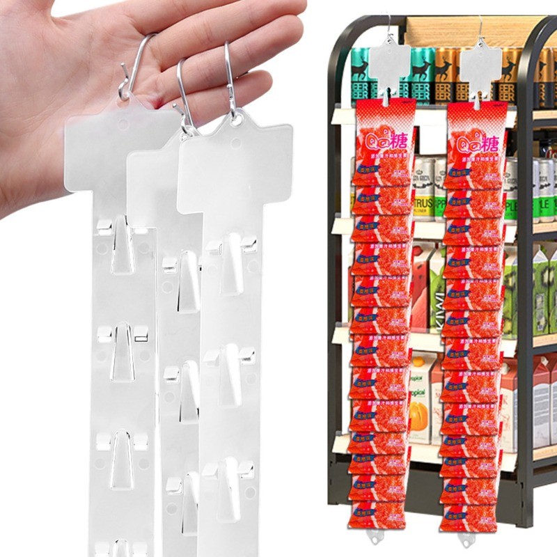 5 / 10 / 20 Chiếc Móc Treo Đồ Ăn Nhẹ Bằng Nhựa Với 12 Trạm / 62.5cm Kệ Dài Hiển Thị Móc Dải