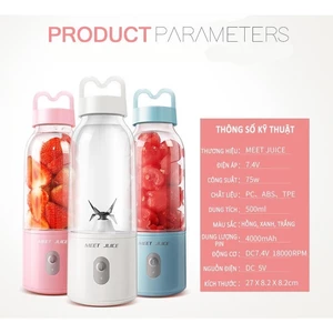 Máy xay sinh tố cầm tay Meet Juice 4 lưỡi cắm điện trực tiếp 220, dây cắm dài 70cm