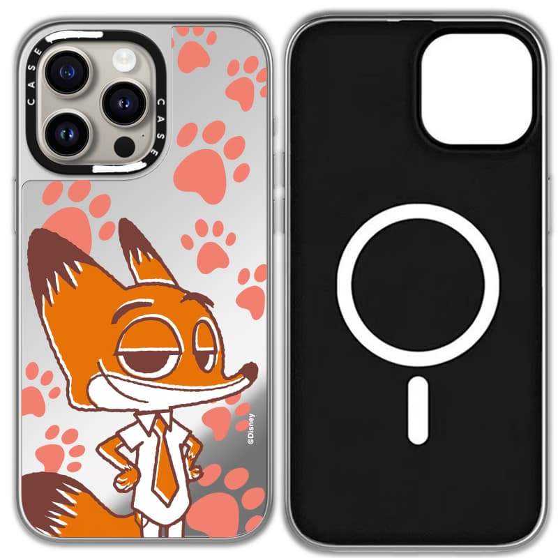 CASECASE X Zootopia 2 Nick Ốp Lưng Đen & Bạc Gương Hút Từ Tính iPhone Dành Cho IPhone 17 Air 16 15 14 13 12 Pro Max Plus Ốp Lưng Cứng Có Hộp Khắc logo