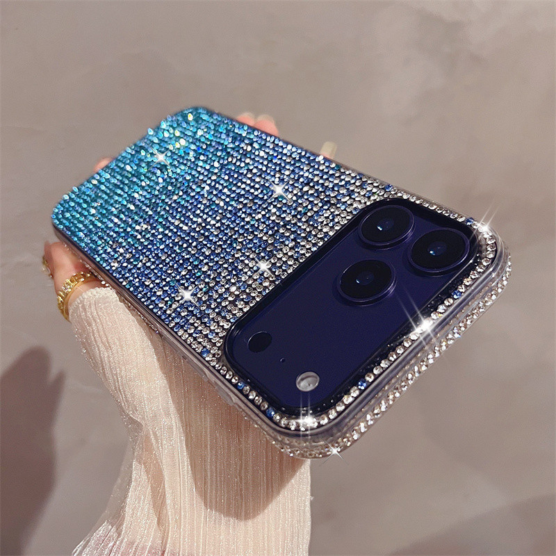 Ốp điện thoại kim cương lấp lánh lấp lánh sang trọng cho iPhone 17 Pro Max 16 11 12 13 14 15 pro max Air 15 16 plus Bảo vệ ống kính chống rơi Vỏ cứng bảo vệ điện thoại