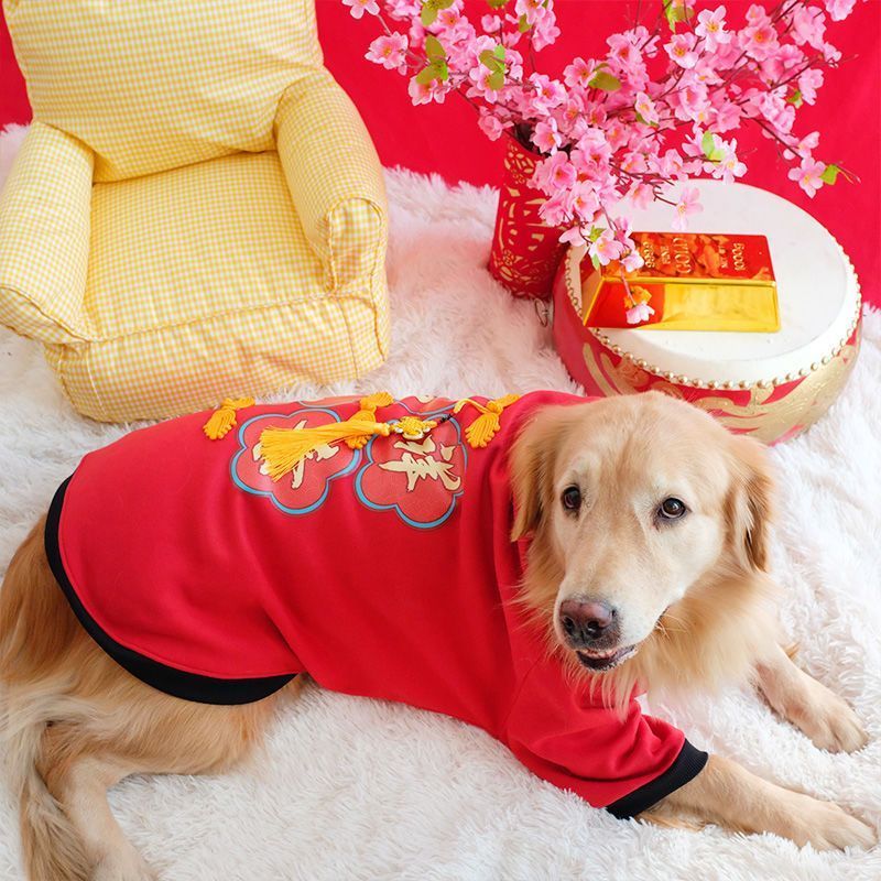 Quần Áo Chó Lớn Tết Nguyên Đán Quần Áo Mùa Đông Năm Mới Quần Áo Labrador Mùa Đông Golden Retriever Năm Mới Samoyed Vừa Chó Lớn