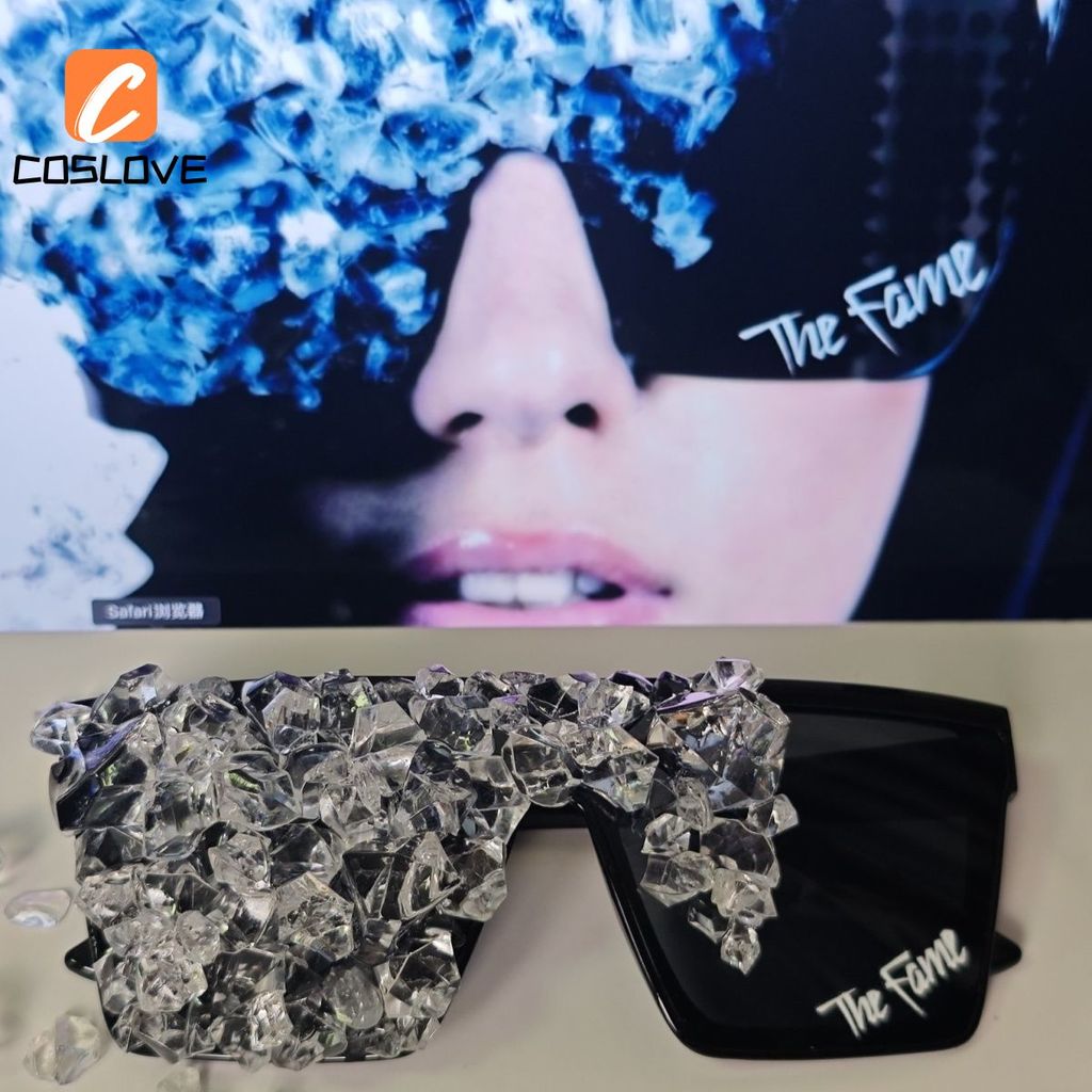 Kính trang trí cosplay Lady Gaga phong cách, kính chống nắng kèm phụ kiện nhỏ