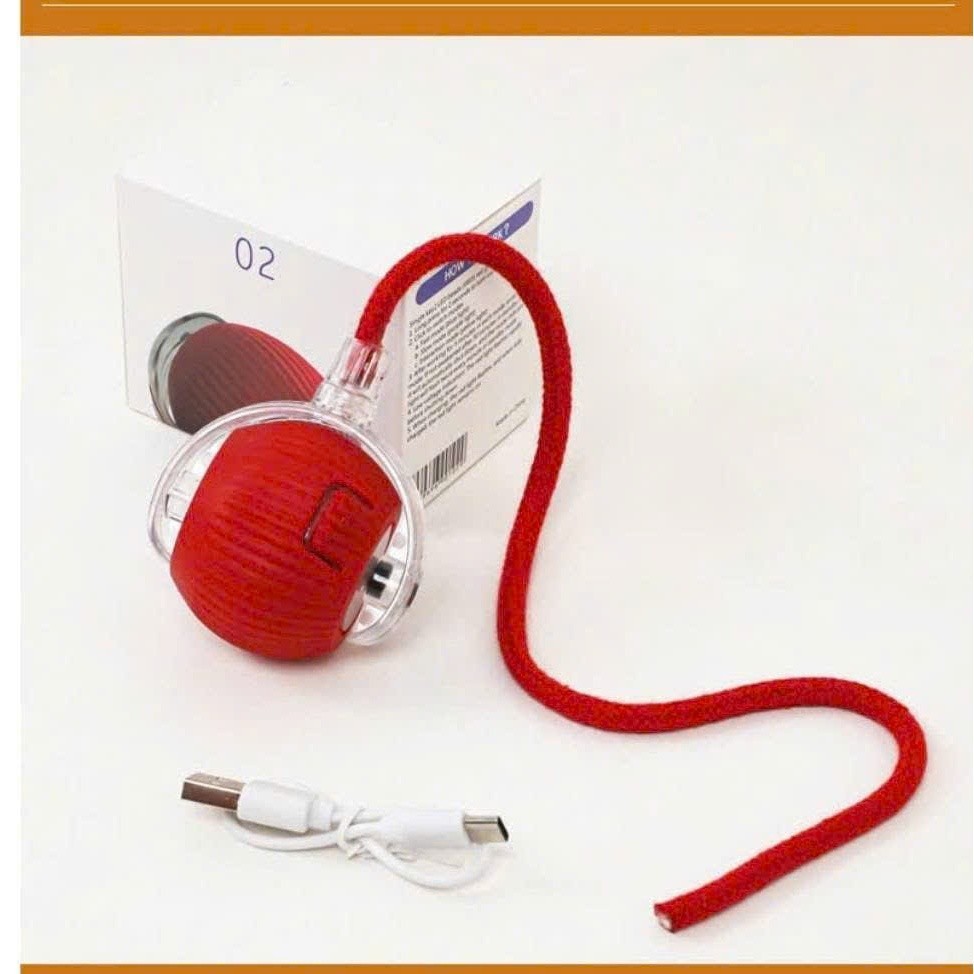 Đồ Chơi Bóng Lăn Tự Động Cho Chó Mèo Phát Sáng Sạc USB, Đuổi Bắt Giảm Stress
