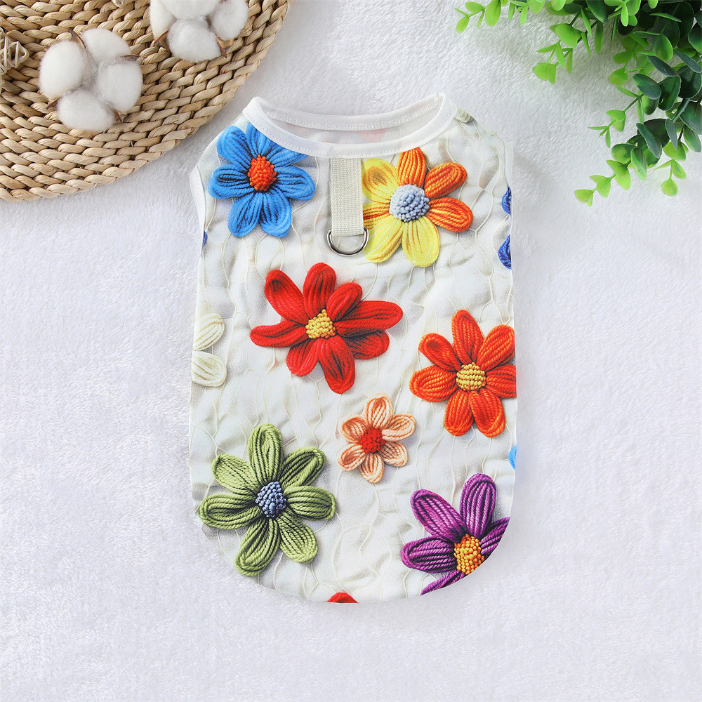 【Ready Stock】 Spring and Summer Pet Dog Cat Anti-Drop Woolen Vest 3D Printing Set Corgi Bichon Small and Medium Dogs Clothes agKQ
