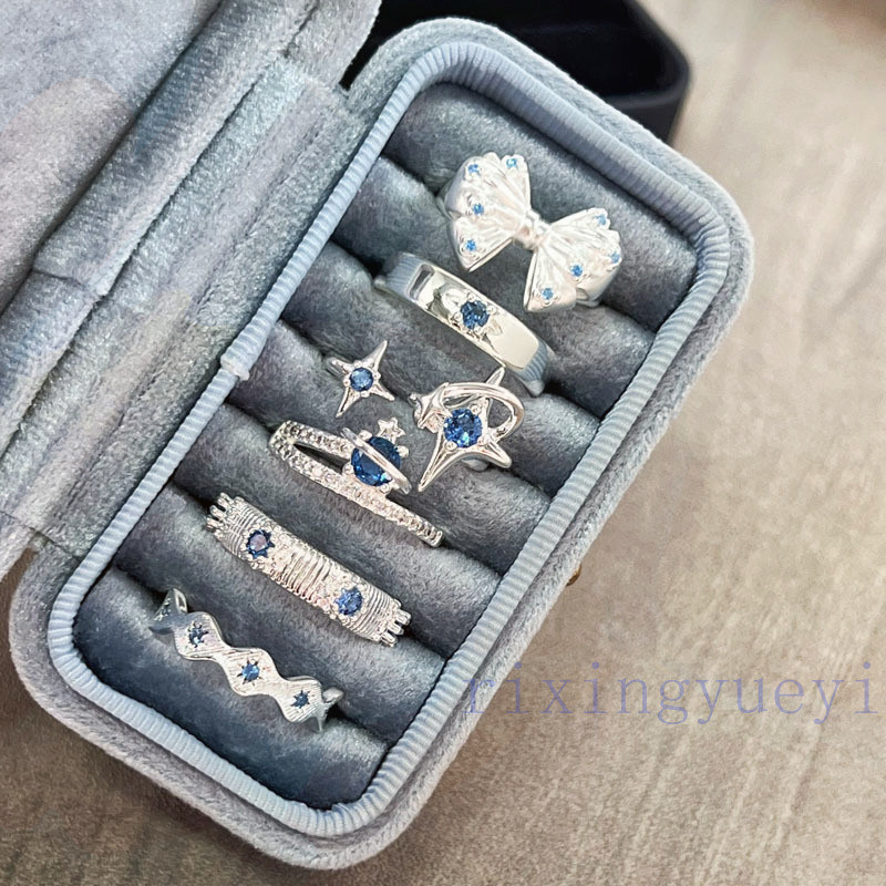 [RYX] Nhẫn Nơ Nữ Bầu Trời Đầy Sao Xanh Series Nhẫn Hành Tinh Thời Trang & Ngọt Ngào