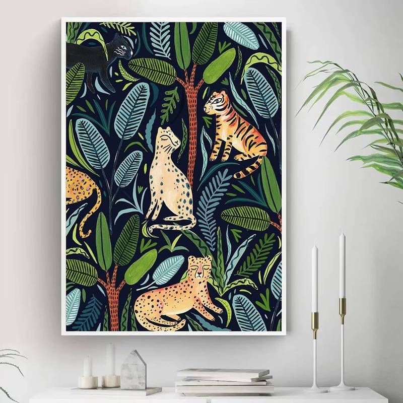 Rừng Nhiệt Đới Động Vật Áp Phích Thực Vật Minh Họa In Canvas Tranh Mầm Non Treo Tường Nghệ Thuật Hình Ảnh Nhà Trang Trí Phòng Khách
