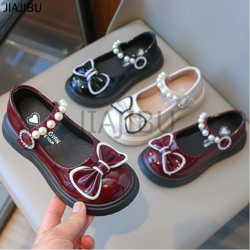 Giày Da Đế Mềm Lolita Mũi Tròn Chống Trượt Kiểu Dáng Công Chúa Dễ Thương Dành Cho Bé Gái Giày Bệt Cosplay Thường Ngày Màu Trắng Ngà/đỏ Tía/đen Phong Cách Anh Korean Fashion Kids Platform Mary Jane Doll Shoes Giày Chống Va Chạm Cho Bé Phong Cách Nhật Bản