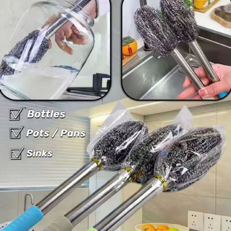 Chổi Cọ Xoong Nồi Inox 304 TDG Đa Năng Vệ Sinh Nhà Tắm Bồn Rửa Cán Dài Thoải Mái