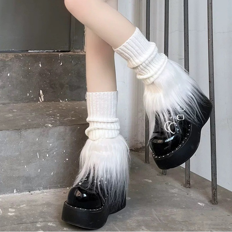 Ấm Chân Lông Giả Y2K Cho Nữ - Móc Tất Acrylic Mềm Mại & Trang Sức Gothic