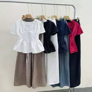 Set Bigsize Cô Nhỏ Áo Sơ Mi Cổ Tim Phối Bèo Kèm Quần Dài Lưng Thun Ống Rộng Co Giãn A315+Q564