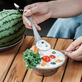 Bounded Voyage Titan Thìa Cắm Trại Du Lịch Cơm Súp Thìa Có Thể Tái Sử Dụng Ngoài Trời Dao Kéo Nhẹ Flatware Bộ Đồ Ăn Di Động