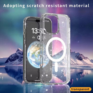 [JLK] Ốp Điện Thoại Từ Tính Trong Suốt Bling Long Lanh Cho IPhone 17 Air 16E 15 14 Plus 13 12 Pro Max Vỏ Bảo Vệ Sạc Không Dây Chống Sốc