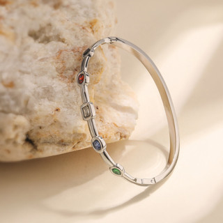 Châu Âu Mỹ ins Phong Cách Mới Vòng Tay Inox Zircon Mạ Vàng 18K Nữ