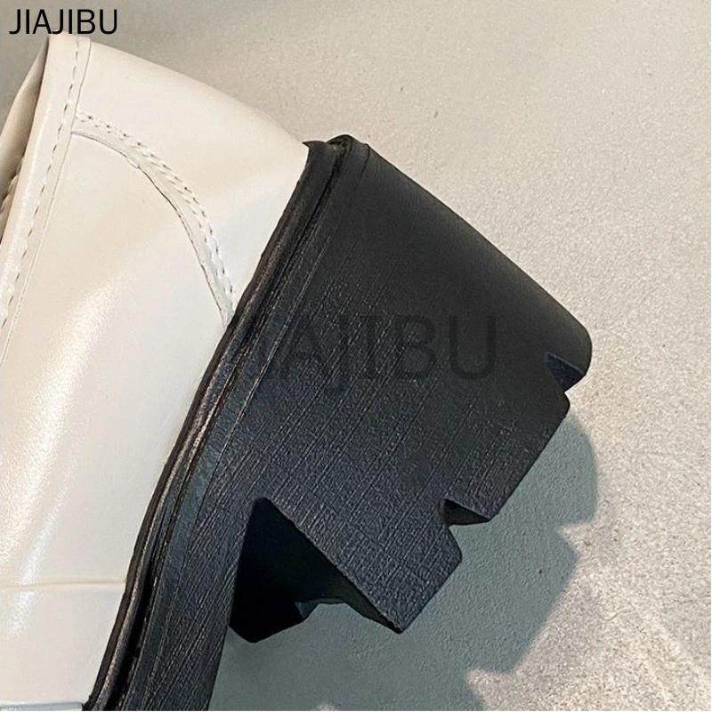Size 35-42 Giày Da Cao Cấp Mũi Tròn Gót Dày, Chống Trượt Phong Cách Anh Dành Cho Nữ Ngoại Cỡ Korean Fashion Casual Platform Mary Jane Shoes Giày Lười Lolita Phong Cách Học Sinh Nhật Bản JK Màu Be/bạc/đen