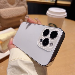 Ốp Điện Thoại Di Động Kính Mờ Mạ Điện Cho IPhone 16 15 14 11 13 12 Pro Max Plus Vỏ Ống Kính PC IP14Plus Da Sang Trọng