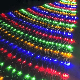 Đèn led lưới khổ lớn 3m*2m_đèn trang trí led mắt cá có nối đuôi Lưới trang trí ngoài trời sắp xếp vườn ngày lễ