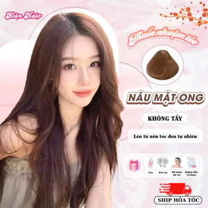 Thuốc nhuộm tóc Nâu, Thuốc nhuộm tóc màu Nâu Mật Ong tặng kèm oxy trợ dưỡng và bao tay | Trunghair
