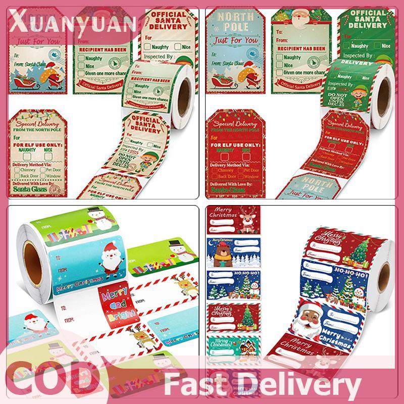 XUAN 200-500 Miếng Dán Giáng Sinh Cây Giáng Sinh Mũ Ông Già Noel Tự Dính Thẻ Quà Tặng PVC Gói Quà Cói Đề Can Trang Trí Tiệc VN
