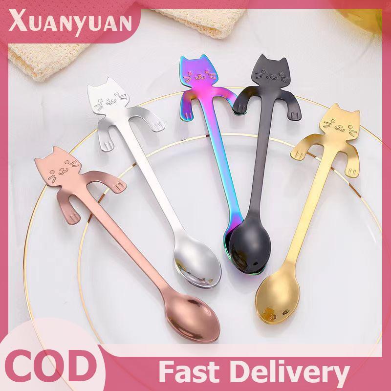 XUAN 1 Thìa Cà Phê Bằng Thép Không Gỉ Đáng Yêu Hình Dạng Dễ Thương Muỗng Cà Phê Món Tráng Miệng Ăn Muỗng Kem Thìa Bộ Đồ Ăn VN