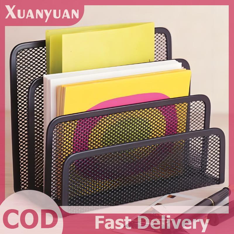 XUAN 1 Chiếc Màu Đen Để Bàn Văn Phòng Lưới Lưu Trữ Kim Loại Ba Lớp Thẻ Kinh Doanh Tập Tin Đồ Dùng Văn Phòng Giá Để Đồ VN