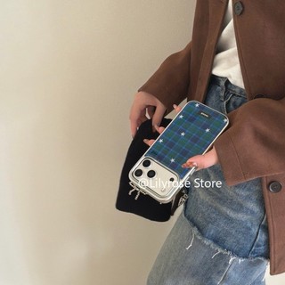 Ốp lưng màu xanh lá cây ca rô ngôi sao bạc cho iPhone 17ProMax 17Po 17 16ProMax 16Pro 16 15ProMax 15Pro 15 14ProMax 14Pro 14 13ProMax 13Pro 13 Vỏ iPhone Apple cứng tối giản
