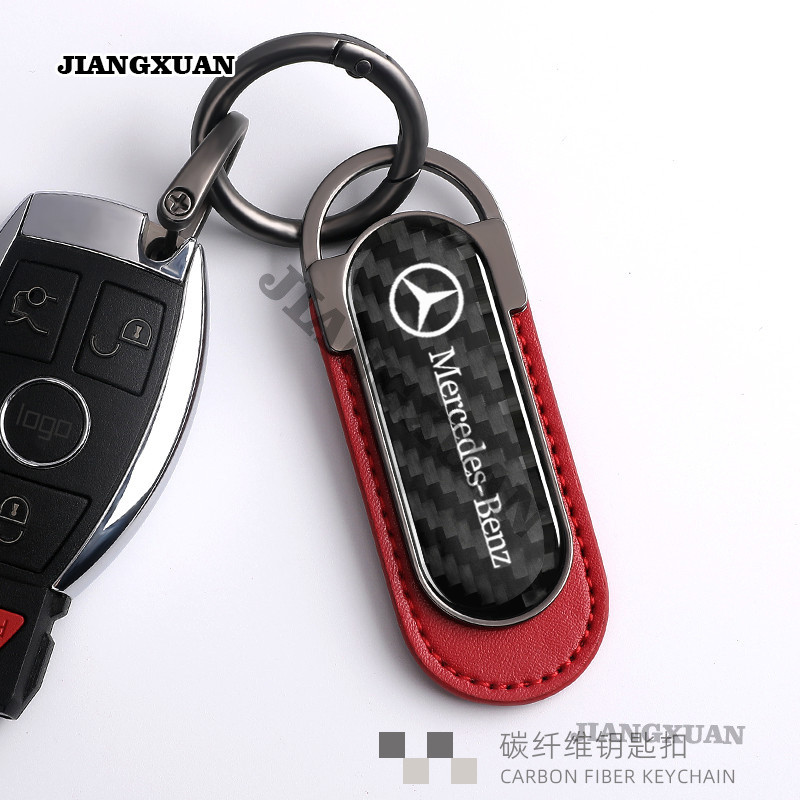Xe Mercedes-Benz Xe Sợi Carbon Móc Khóa Xe Máy Sáng Tạo Móc Khóa Mercedes-Benz W210 W124 W203 W204 C200 W140 W176 W205 W123 W220 W211 W212 GLA GLB AMG