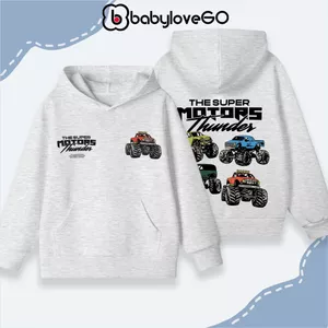 Áo nỉ bé trai BabyloveGO 2026 BST áo hoodie có túi và mũ ấm áp cho bé 1-10 tuổi