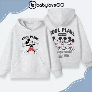 Áo nỉ cho bé trai bé gái BabyloveGO BST áo Disney áo hoodie có túi và mũ ấm áp cho bé 1-10 tuổi
