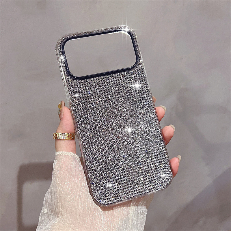 Ốp điện thoại kim cương lấp lánh lấp lánh sang trọng cho iPhone 17 Pro Max 16 11 12 13 14 15 pro max Air 15 16 plus Bảo vệ ống kính chống rơi Vỏ cứng bảo vệ điện thoại
