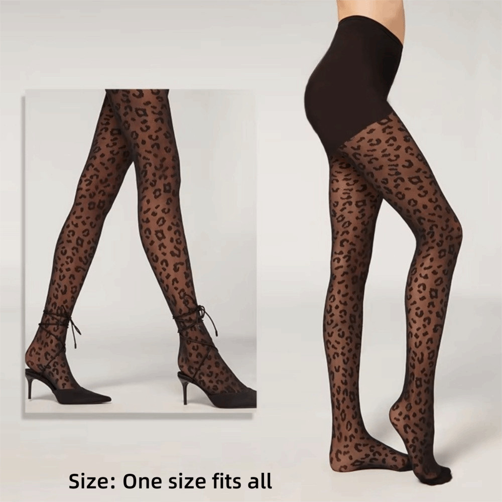 JKDESIGN - Quần Sheer siêu co giãn, mịn màng với họa tiết da báo đen phong cách Y2K