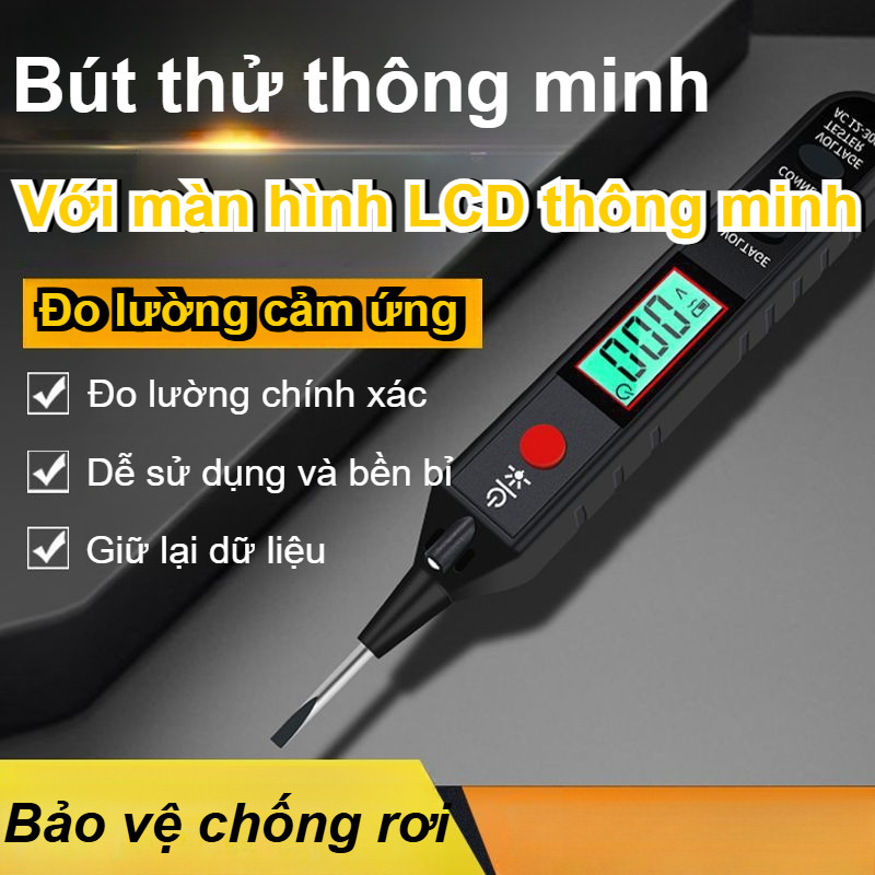 Bút Đo Điện Thông Minh Màn Hình LCD Kiểm Tra,Điện trở thử nghiệm trực tiếp với đèn Bút đo điện kỹ thuật số DC