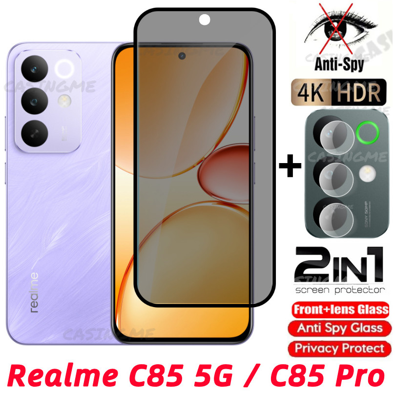 Realme C85 5G C85Pro Kính cường lực riêng tư Chống gián điệp Full Cover Bảo vệ màn hình Chống Peek Phim riêng tư cho Realme C85 RealmeC85 C85x C83 Pro C85Pro 4G 5G Phim bảo mật chống Peek