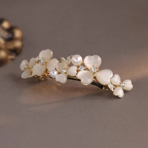 MAUROPOLI - Cụm Hoa Mắt Mèo & Cơ Tóc Hoa Opal Đính Đá Ngọc Trai, Phù Hợp Mái Tóc Thanh Lịch
