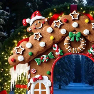 Whimsical Gingerbread Khung Nhà Polyester Bánh Gừng Trang Trí Cửa Nhẹ Có Thể Gập Lại Biểu Ngữ Giáng Sinh Trang Trí Cho Tiệc Giáng Sinh Sự Kiện Trường Học Tập Hợp Gia Đình