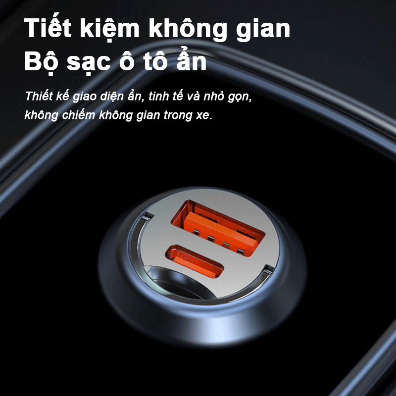 Tẩu Sạc Nhanh Ô Tô 100W – 1 Cổng USB & Type-C, Sạc Siêu Tốc, Thiết Kế Kim Loại Sang Trọng, Bền Bỉ