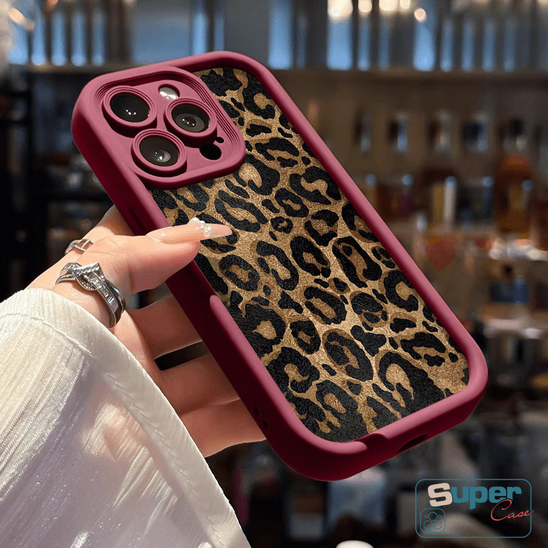 Ốp Lưng Tương Thích Cho IPhone 17 16 11 13 15 12 14 Pro Max 17 16 14 15 12 13 Pro 7Plus 8 15 7 14 16 6s 6 Plus XR XS X Max Air Full Màn Hình Thời Trang Da Báo Nâu Bao da mắt thiên thần