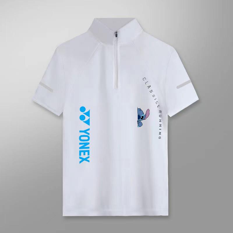 Áo thun ngắn tay Yonex có dây kéo, mỏng nhẹ, khô nhanh, thoáng mát - Phù hợp nam nữ mùa hè, lý tưởng cho các hoạt động thể thao
