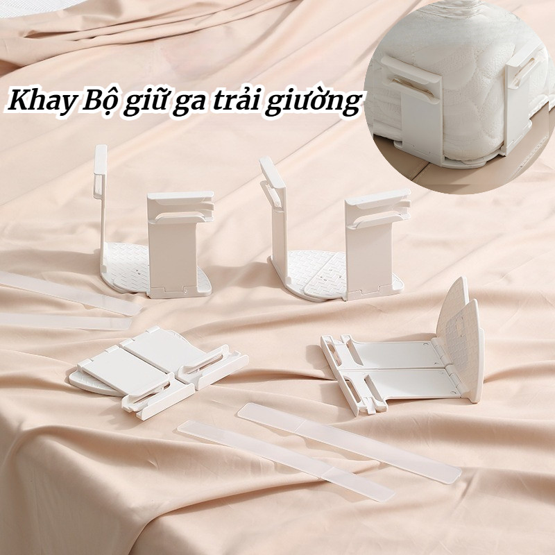 Bộ 4 khay Bộ giữ ga trải giường，drap giường chống tuột dùng được cho 4 góc nệm và cả 2 bên nệm.