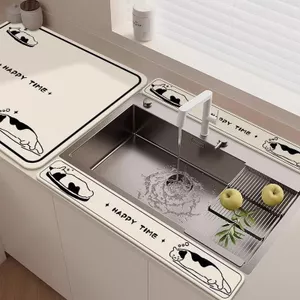 Hoạt Hình Dải Dài Rửa Bát Bồn Rửa Chén Hấp Thụ Nước Đơn Giản Thì Bàn Nhà Bếp Chống Trơn Trượt Diatom Bùn Thoát Thảm Đệm Dải Giữ Nước