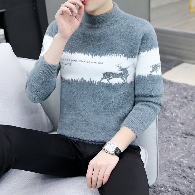 Áo len đan nhiệt nam Áo chui đầu cổ cao mềm mại và thoải mái