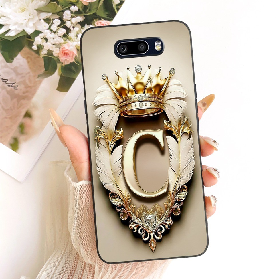 Ốp điện thoại mềm họa tiết phẳng LG V50S Thinq sang trọng Crown A-Z Letters 2D LM-V510N