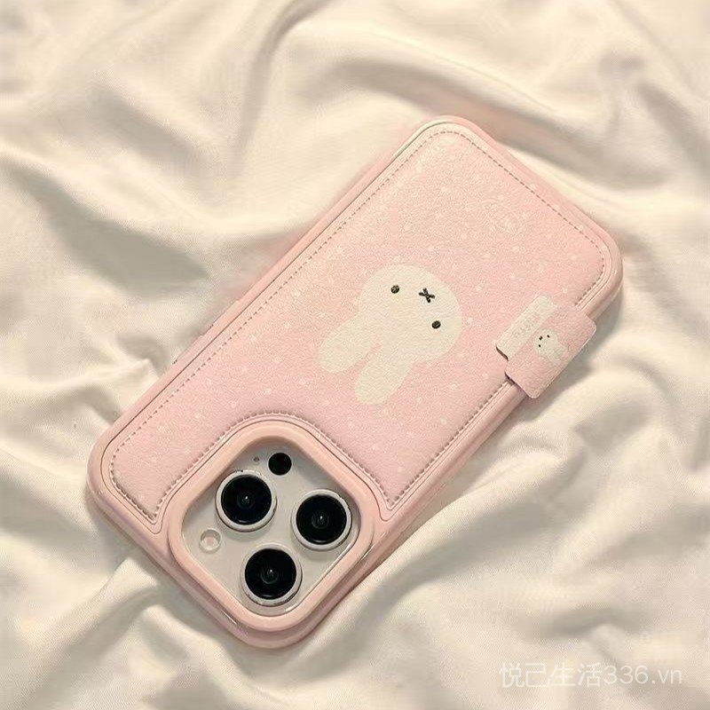 Thêu Miffy Thỏ Có Nhãn Thích Hợp Cho iPhone17PROMAX Vỏ Điện Thoại Hạt Da 16 Phong Cách Mới 15 Niche 14 Mềm