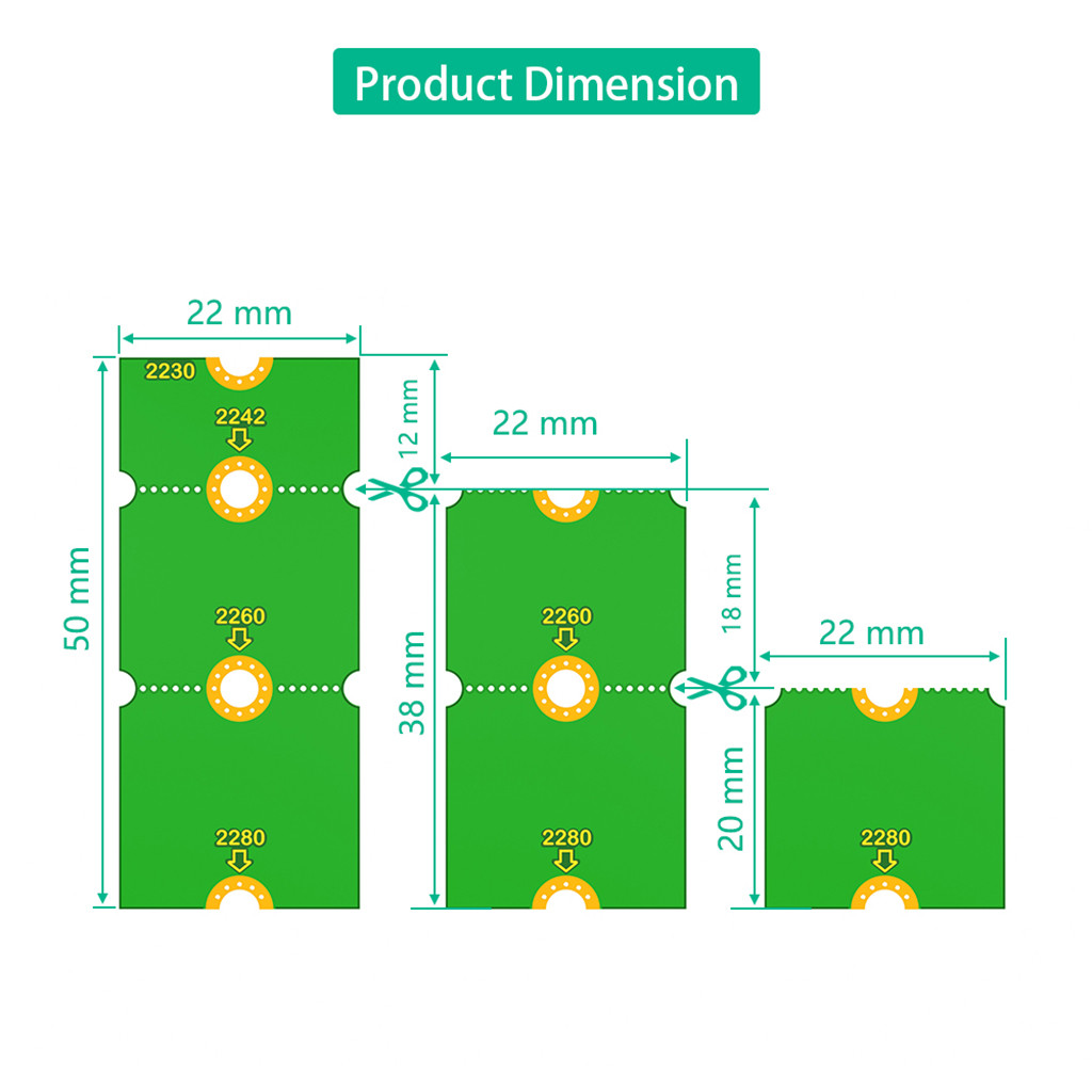 Thẻ chuyển đổi mở rộng JMT M.2 cho 2230 Đến 2242 2260 2280 Cho 2242 Đến 2280 Cho 2260 Đến 2280 Cho M.2 NVME NGFF U.2 M3 SSD