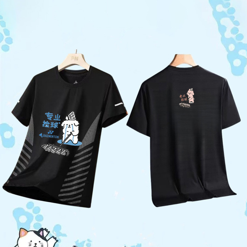 Áo thun YONEX mới dành cho nam và nữ, thấm mồ hôi hiệu quả, cổ tròn tay ngắn, phù hợp cho các hoạt động thể thao như cầu lông và chạy bộ.
