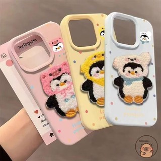 Dành Cho OPPO Reno 14 13 11 9 Pro 8Z 7Z 8 7 Lite 5G Reno14 Reno13 Ốp Điện Thoại Sang Trọng Thêu Chim Cánh Cụt Chó Chấm Bi Mùa Đông Hoạt Hình Dễ Thương Vỏ Mềm