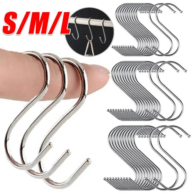 10 / 20 / 30 Cái Móc hình chữ S hạng nặng bằng thép không gỉ / Giá treo khăn quần áo đa chức năng