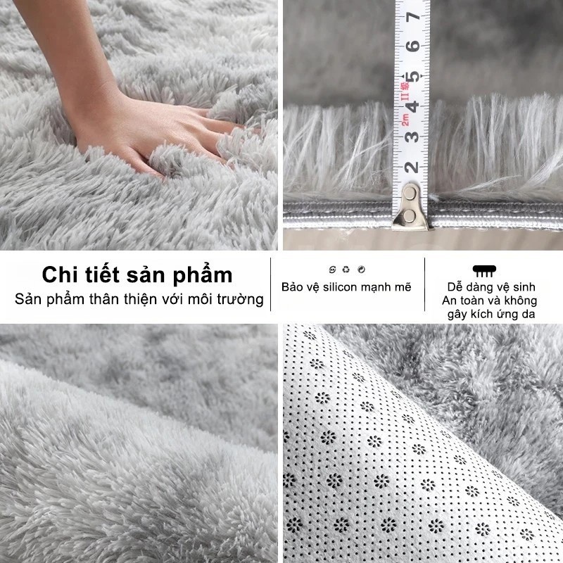 Thảm lông trải sàn decor phòng ngủ sang trọng, Thảm lông mềm mịn chống trượt trang trí phòng khách DINOHOME