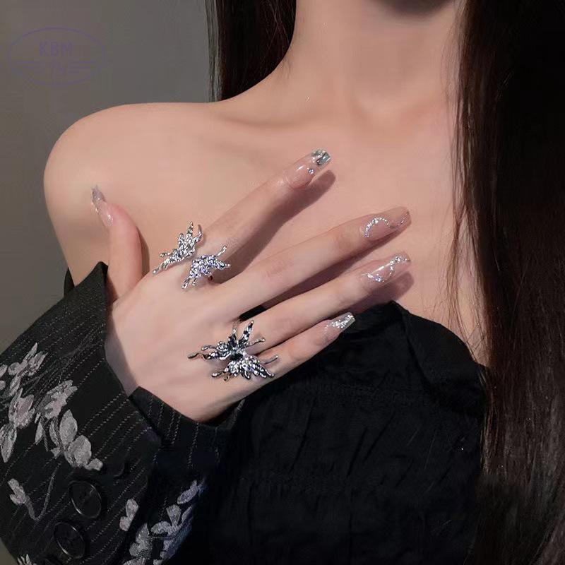 KBM Punk Nhẫn Không Đều Gothic Sáng Tạo Vintage Thời Trang Ngọt Ngào Mở Nhẫn Hip Hop Nhẫn Trang Sức Cho Nữ Cô Gái FSSG