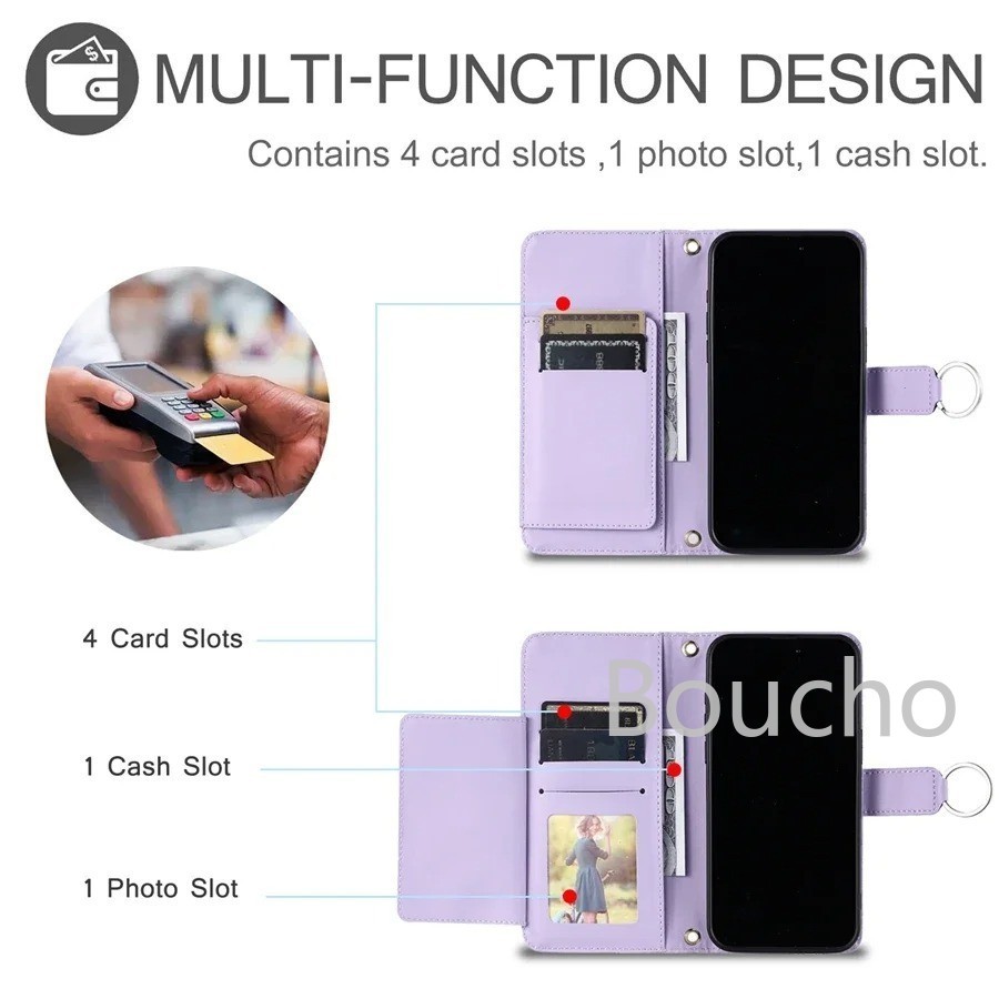 Bao Da Lật Cho iPhone Air 17 Pro 16 16e 15 14 Pro Max Plus Vòng Từ Màu Trơn Sang Trọng Túi Điện Thoại Funda Bao